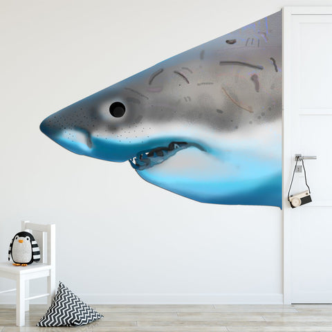 VWAQ Great White Shark Peel & Stick Wall Decal Sharks Head Wall Art Rendition Scary Shark Face - PA22 - VWAQ Vinyl Wall Art Quotes and Prints