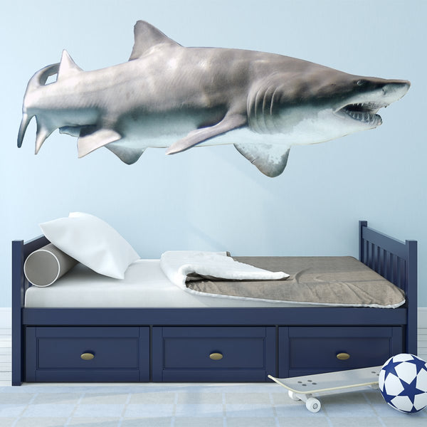 VWAQ Sand Shark Wall Decal Peel & Stick Realistic Shark Ocean Life Decor