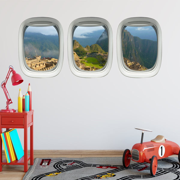 VWAQ Pack of 3 Peru Machu Picchu Mountains Airplane Windows Decals Aviation Decor - PPW5 - VWAQ Vinyl Wall Art Quotes and Prints