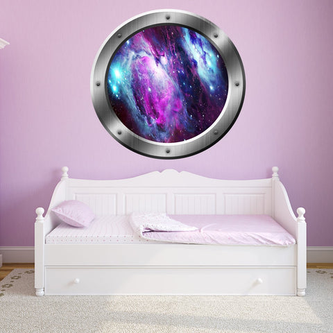 Space Nebula Window Porthole Window Decal Universe Wall Decor - VWAQ Vinyl Wall Art Quotes and Prints