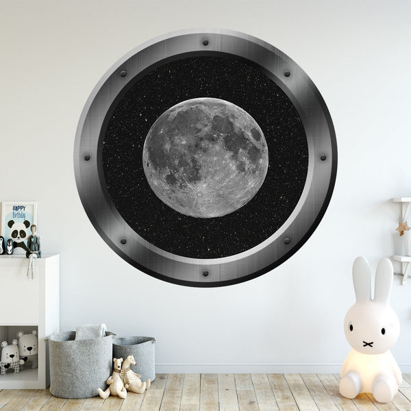 VWAQ Space Ship Window Porthole Moon View Peel N Stick Vinyl Wall Decal - PS5 - VWAQ Vinyl Wall Art Quotes and Prints