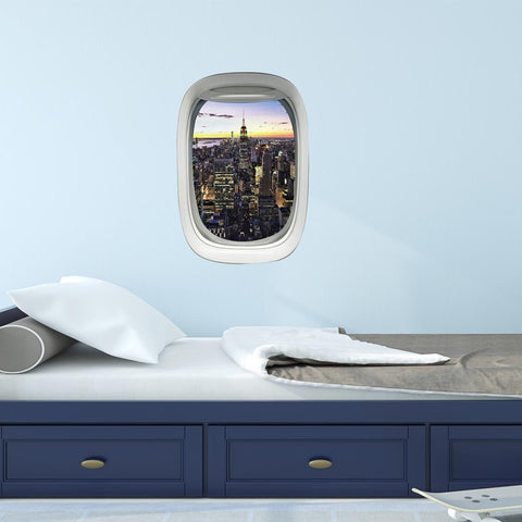 Airplane Window City View Peel and Stick Vinyl Wall Decal - PW3 - VWAQ Vinyl Wall Art Quotes and Prints
