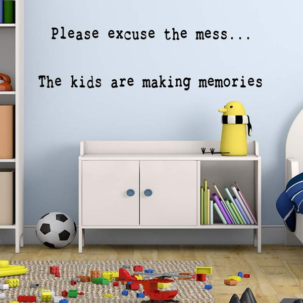 VWAQ Please Excuse The Mess Wall Decal Kids Playroom Wall Stickers Quotes for Childrens Rooms