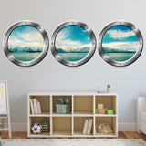 3D Ocean View Wall Clings, Porthole Window For Wall - Landscape Vinyl Sticker - SPW21 - VWAQ Vinyl Wall Art Quotes and Prints
