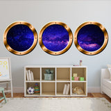 Spaceship Window Wall Decals For Kids Rooms, Outer Space Window Galaxy Wall Stickers