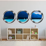 VWAQ Ship Porthole Windows Ocean View Marina with Sailboats - SPW3 no background