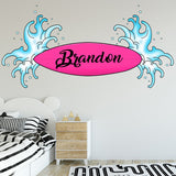 VWAQ Surfer Decal with Name Custom Surfboard Wall Stickers Personalized for Kids - SU01-P - VWAQ Vinyl Wall Art Quotes and Prints