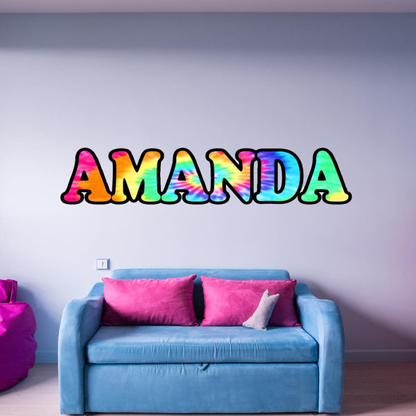 VWAQ Personalized Tye Dye Name Vinyl Wall Decal - TN4 - VWAQ Vinyl Wall Art Quotes and Prints