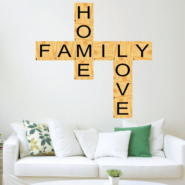 VWAQ Home Family Love Scrabble Wall Decal Vinyl Letters Unique Decals for Living Rooms - TTC3-P - VWAQ Vinyl Wall Art Quotes and Prints