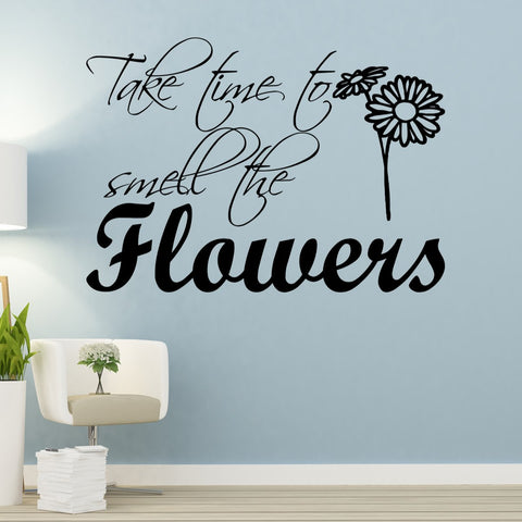 VWAQ Take Time to Smell The Flowers Wall Decal - Vinyl Quotes Walls Relaxing