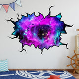 VWAQ Outer Space Galaxy Wall Crack Removable Peel & Stick Mural Decal