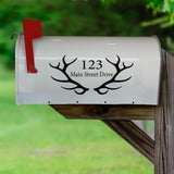 Mailbox Decal Antlers Custom Home Address Vinyl Stickers Set of 2 VWAQ - CMB27