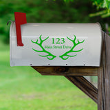 Mailbox Decal Antlers Custom Home Address Vinyl Stickers Set of 2 VWAQ - CMB27