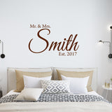 VWAQ Mr. & Mrs. Custom Wall Decal with Date Established -Insert Name- Personalized Wedding Decal CS6