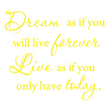 Dream as if You'll Live Forever Live as if You'll Only Have Today Wall Decal VWAQ
