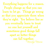 Everything Happens for a Reason Marilyn Monroe Quotes Wall Decal VWAQ