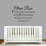 For This Child I Have Prayed Custom Name Wall Decal VWAQ