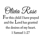 VWAQ For This Child I Have Prayed Custom Name Wall Decal - VWAQ Vinyl Wall Art Quotes and Prints