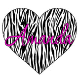 VWAQ Custom Name Zebra Print Heart Decal Personalized Name Zebra Print Wall Art Decor Custom Name - GH2 - VWAQ Vinyl Wall Art Quotes and Prints