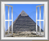 VWAQ Pyramid of Giza Egypt Window Frame View Peel and Stick Vinyl Wall Decal - GJ100 no background