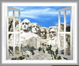 VWAQ Mount Rushmore Window Frame Peel and Stick Wall Decal - GJ97 no background