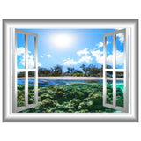 VWAQ Underwater Coral Reef Beach Scene Window Frame View Vinyl Wall Decal - GJ98 - VWAQ Vinyl Wall Art Quotes and Prints