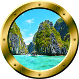 VWAQ 1 Mountain Wall Decal Ocean Porthole 3D Wall Sticker Peel And Stick Decor no background
