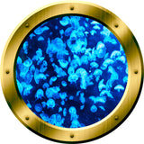 VWAQ Blue Jellyfish Peel and Stick Ocean Life Gold Window Porthole Vinyl Wall Decal - GP28 - VWAQ Vinyl Wall Art Quotes and Prints