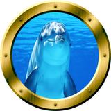 VWAQ Dolphin Gold Peel and Stick Porthole Vinyl Wall Decal - GP29 - VWAQ Vinyl Wall Art Quotes and Prints