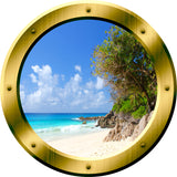 VWAQ Relaxing Peel and Stick Beach Porthole Window Vinyl Wall Decal - VWAQ Vinyl Wall Art Quotes and Prints no background