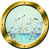 VWAQ Ocean View Seagulls Window Porthole Peel and Stick Vinyl Wall Decal - GP37 no background
