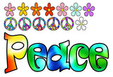 VWAQ Tie Dye Peace Vinyl Wall Decal Peace Signs And Flowers Stickers - HF2 - VWAQ Vinyl Wall Art Quotes and Prints