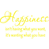 Happiness Isn't Having What You Want Wall Decal VWAQ