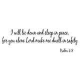 VWAQ I Will Lie Down and Sleep in Peace Psalm 4:8 Bible Vinyl Wall Decal - VWAQ Vinyl Wall Art Quotes and Prints