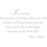 I've Learned That People Will Forget What You've Said Maya Angelou Wall Decal VWAQ