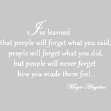 I've Learned That People Will Forget What You've Said Maya Angelou Wall Decal VWAQ