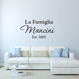 VWAQ La Famiglia Custom Italian Family Name Wall Decal Insert Family Name