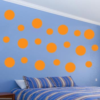 VWAQ Pack of (20) Assorted Sized Peel and Stick Orange Polka Dots Wall Decals - VWAQ Vinyl Wall Art Quotes and Prints