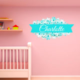 Custom Flower Name Wall Decal - Customized Name Decals for Girls Rooms, Personalized Vinyl Wall Art Kids Decor VWAQ - NS2