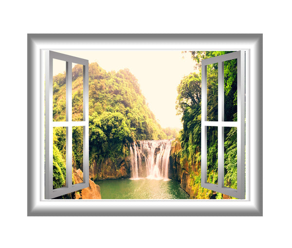 Window Frame Waterfall View Peel and Stick Vinyl Wall Decal VWAQ - NW1