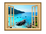 VWAQ Mountain Cliff Ocean View Window Frame Wall Decal - VWAQ Vinyl Wall Art Quotes and Prints no background