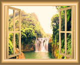 VWAQ Waterfall Window Decal 3D Wall Sticker Peel And Stick Mural - NW34 no background