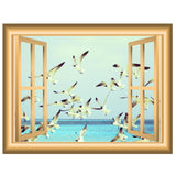 VWAQ Flock of Seagulls through Window Frame Peel and Stick Vinyl Wall Decal - NW83 - VWAQ Vinyl Wall Art Quotes and Prints