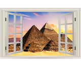 VWAQ Peel And Stick Egyptian Pyramids Wall Mural - 3D Window View Wall Decal Sticker - NWT2 no background