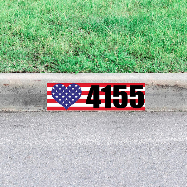 Customized Heart American Flag Curb Sticker House Number Decal Personalized Address Sign VWAQ - PCCD3