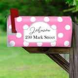 Personalized Polka Dot Mailbox Cover Magnetic - Custom Address Mailbox Wrap VWAQ - PMBM9