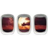 VWAQ Pack of 3 Airplane Window Sunset Scene Vinyl Wall Decals - PPW1 - VWAQ Vinyl Wall Art Quotes and Prints