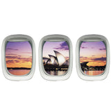 VWAQ Pack of 3 Airplane Window Sydney Opera House View Peel and Stick Wall Decals - PPW24 - VWAQ Vinyl Wall Art Quotes and Prints