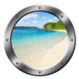 VWAQ Tropical Beach Peel and Stick Gold Window Porthole Vinyl Wall Decal - VWAQ Vinyl Wall Art Quotes and Prints no background