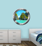 VWAQ Ocean Mountain View Silver Porthole Peel and Stick Vinyl Wall Decal - SP23 - VWAQ Vinyl Wall Art Quotes and Prints